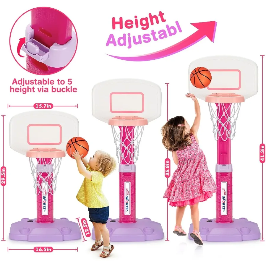 Mini porta de basquete ajustável com 3 bolas para crianças de 1 a 3 anos, brinquedos esportivos internos e externos para bebês, meninos e meninas, natal