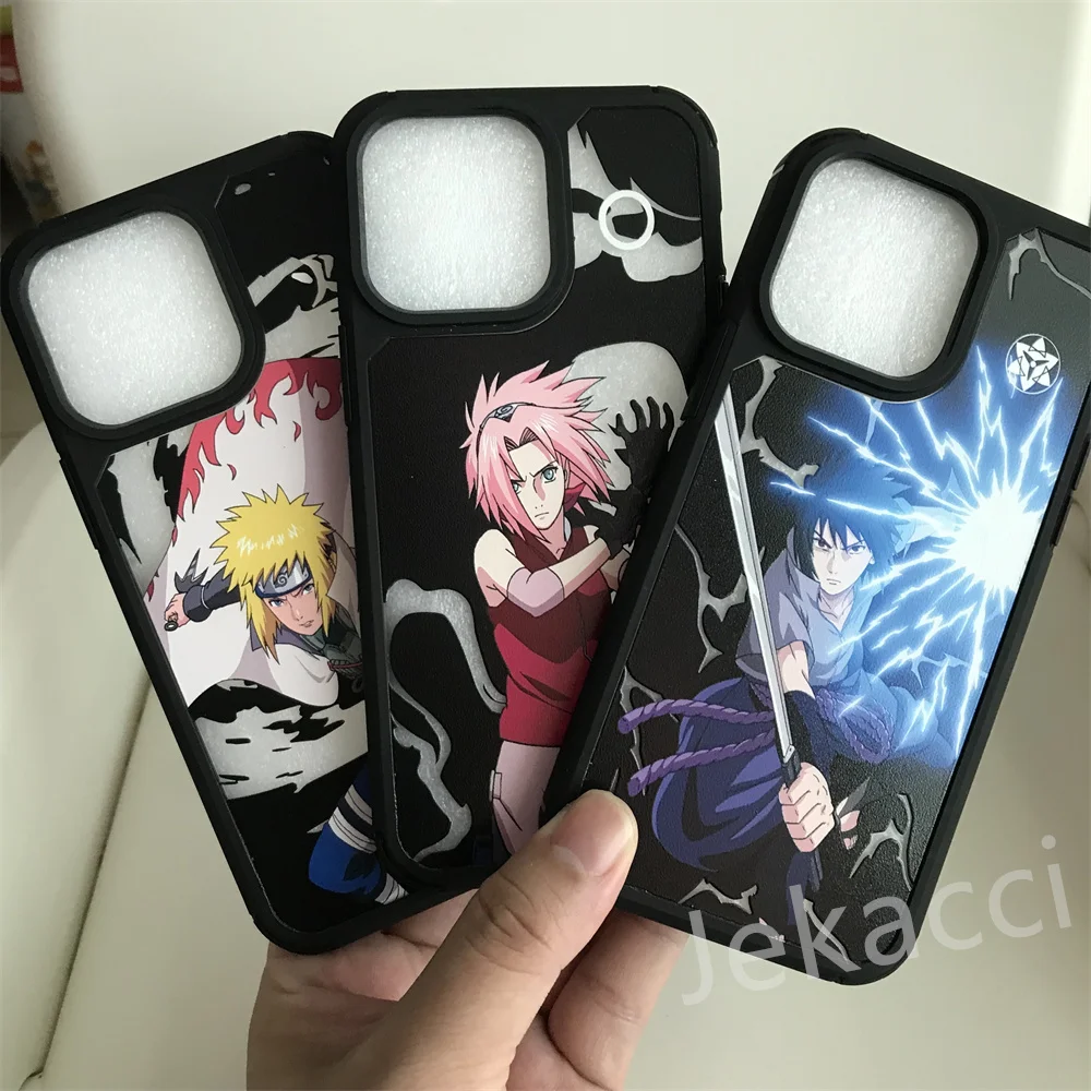 Bandai Anime Sasuke Kakashi Phone Case for iPhone 14 13 11 12 15 Pro Max Hot Cartoon Anime Shockproof Cover Men Kids Gifts