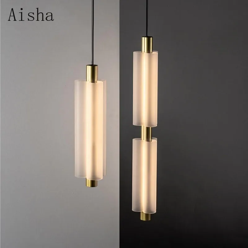 Acrylic Bedroom Headboard Pendant Lamp Designer Model Room Hanging Light Decoration Living Room Background Hotel Lighting