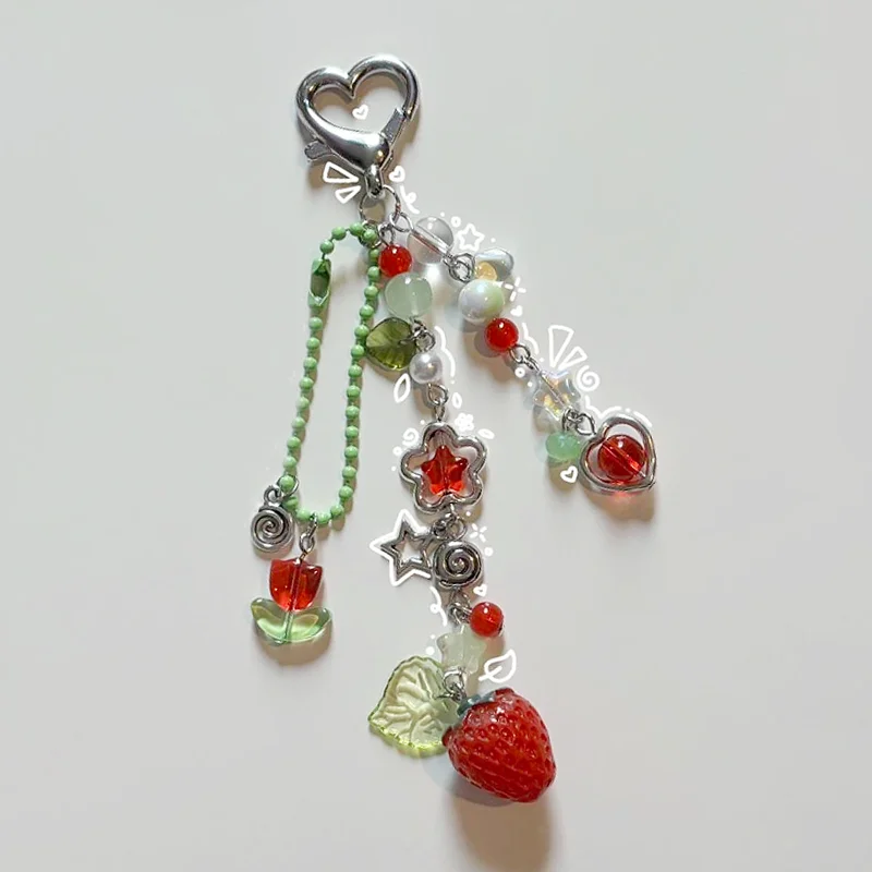 Handmade strawberry keychain tulip red coquettish gift