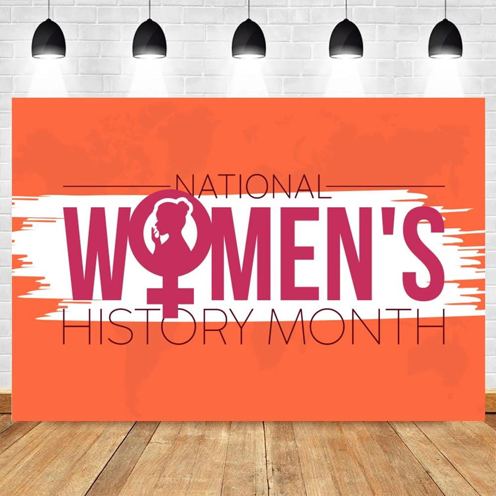 Women's History Month Photography Backdrops March Feminist Floral Silhouette Women Rights Celebration Event Portrait Backgrounds