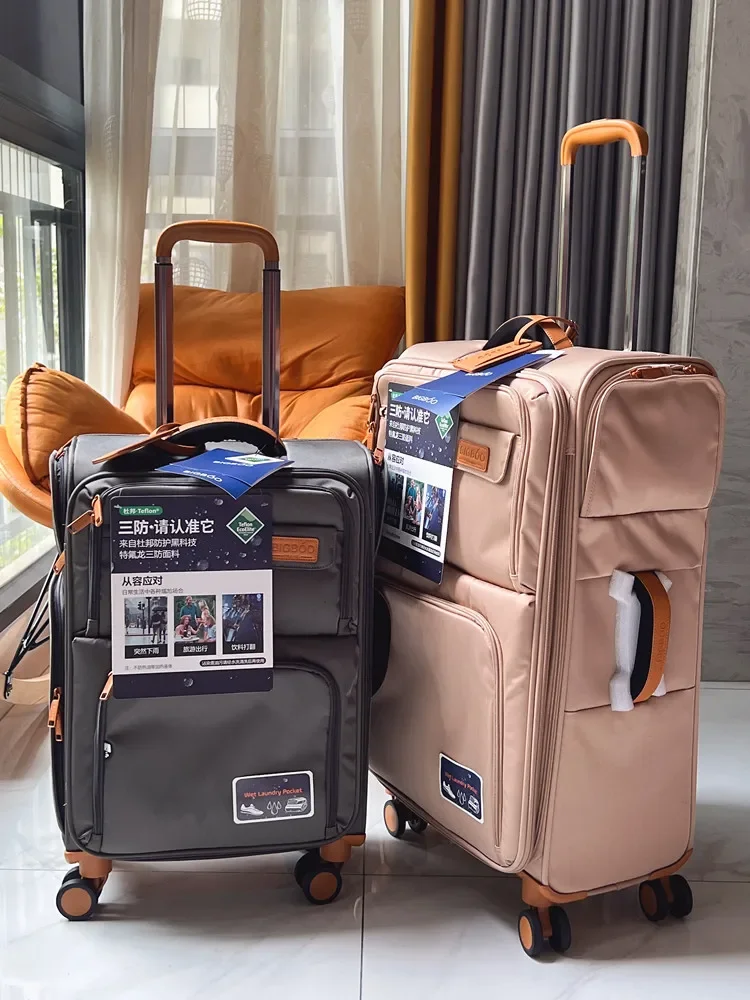 Valise en tissu Oxford ultra légère pour femme, étui à roulettes en tissu, grande capacité, expansion, voyage, 28 pouces, nouveau, 2024