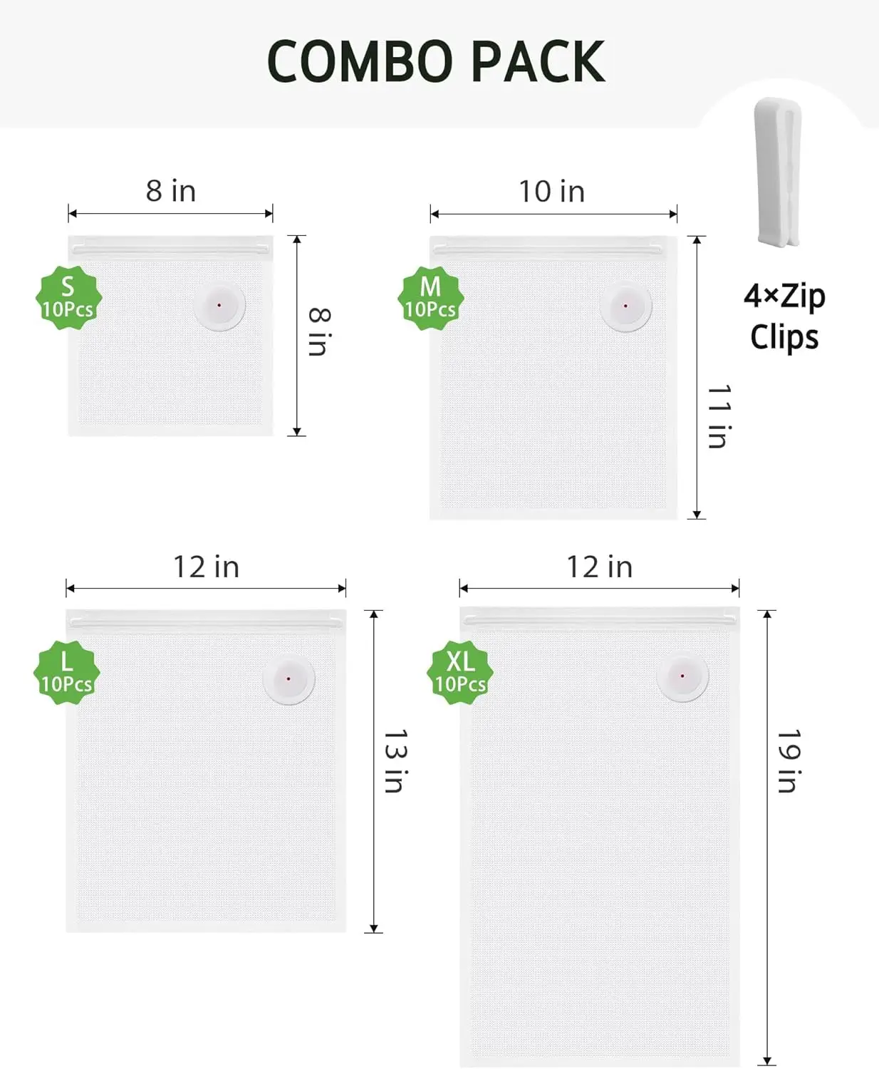 40 Pcs Vacuum Sealer Bags Reus – обзор и цена Food Storage Zipper