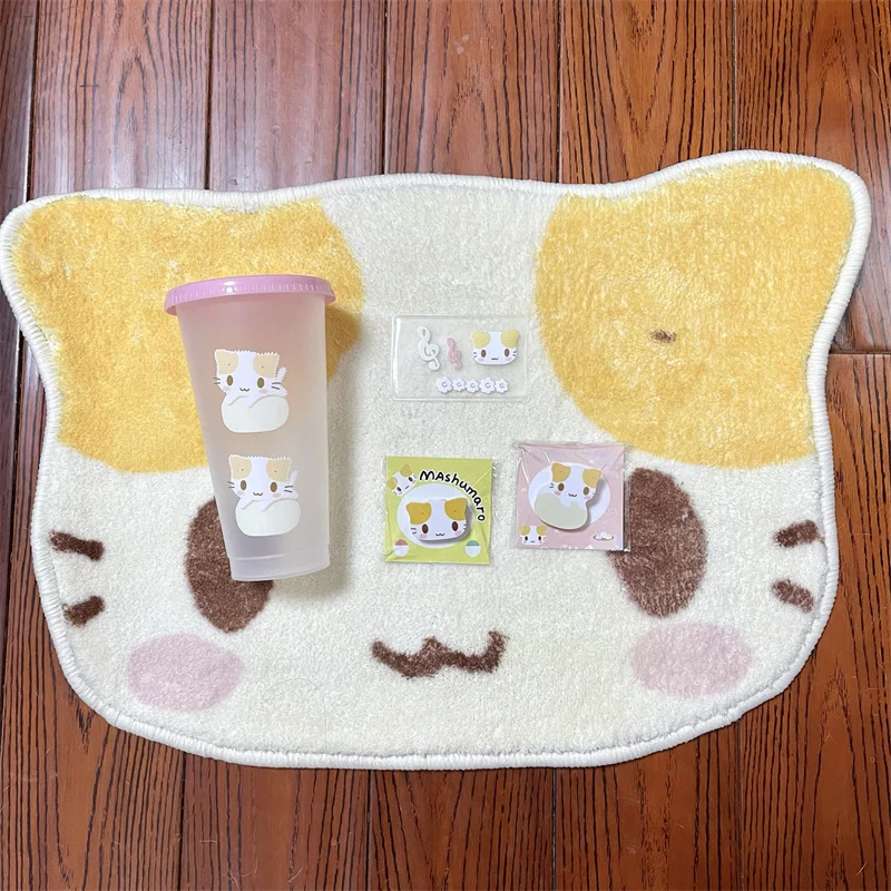 Masyumaro Fluffy Fuwa Nyanko Cat Carpet Special-shaped Rug Cashmere-like Kawaii Cute Door Floor Mats