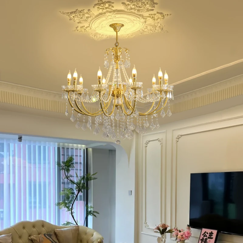 

*French retro living room chandelier crystal lamp American atmosphere bedroom room chandelier