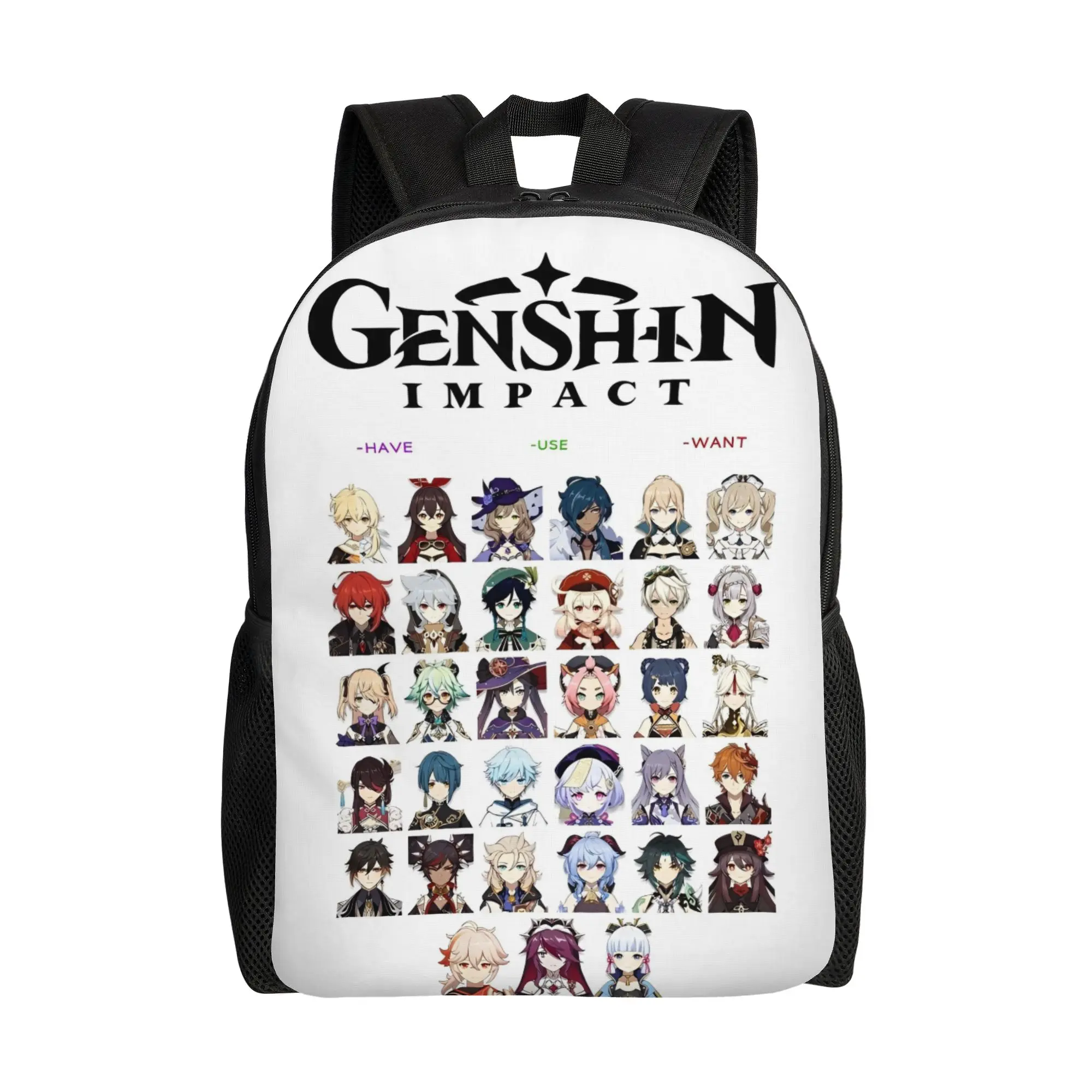 

Рюкзак из коллекции персонажей Genshin Impact, рюкзак для школы, работы, видеоигр, мультяшный рюкзак для мужчин и женщин, сумка через плечо для колледжа
