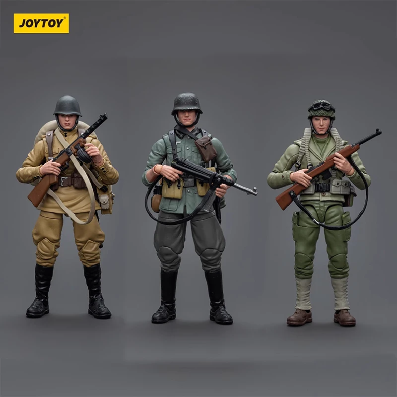 JOYTOY World War II Wehrmacht Soviet Infantry U.S. Army 1:18 Mobile Soldiers Figure Models Toy Collection Ornament