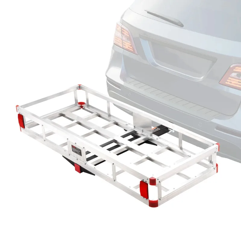 Hitch Cargo Carrier 500 lbs Trailer Hitch Mounted Cargo Basket Rust-proof Aluminum Luggage Carrier Rack for SUV Truck