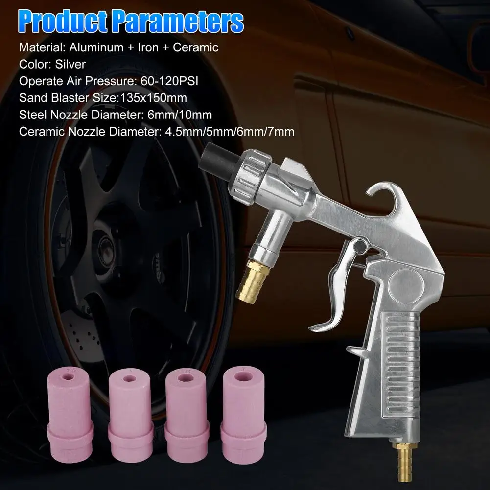 1 Set Air Sandblasting Gun Kit With Siphon Feed Nozzles Multipurpose Pipe Sand Blaster For Car Surface Polishing Tool