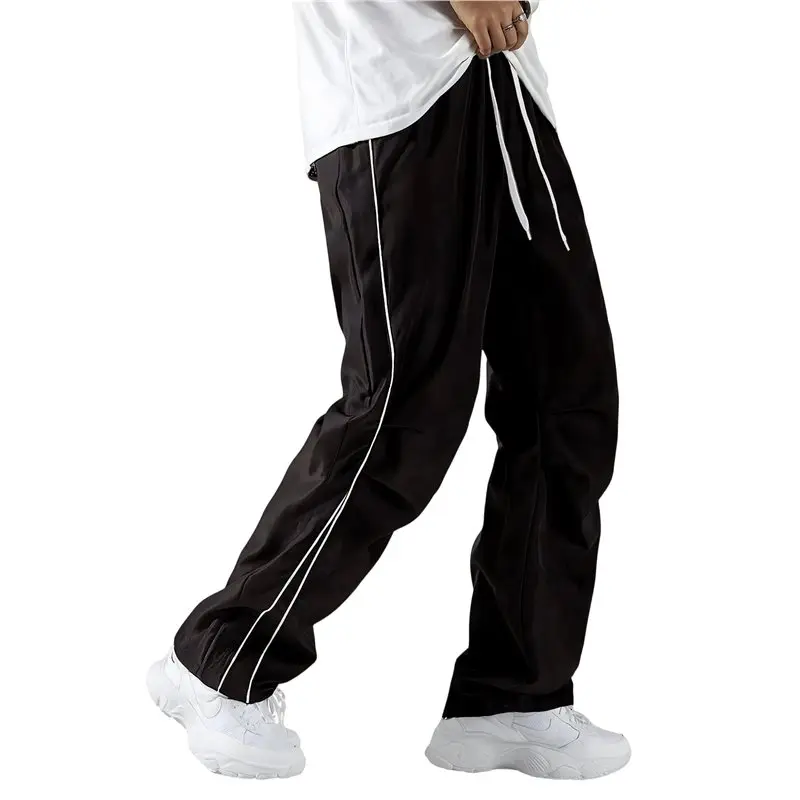 NEW-Men's Baggy Parachute Pants Loose Casual Wide Leg Light Weight Quick Dry Deep Pockets Urban Pants
