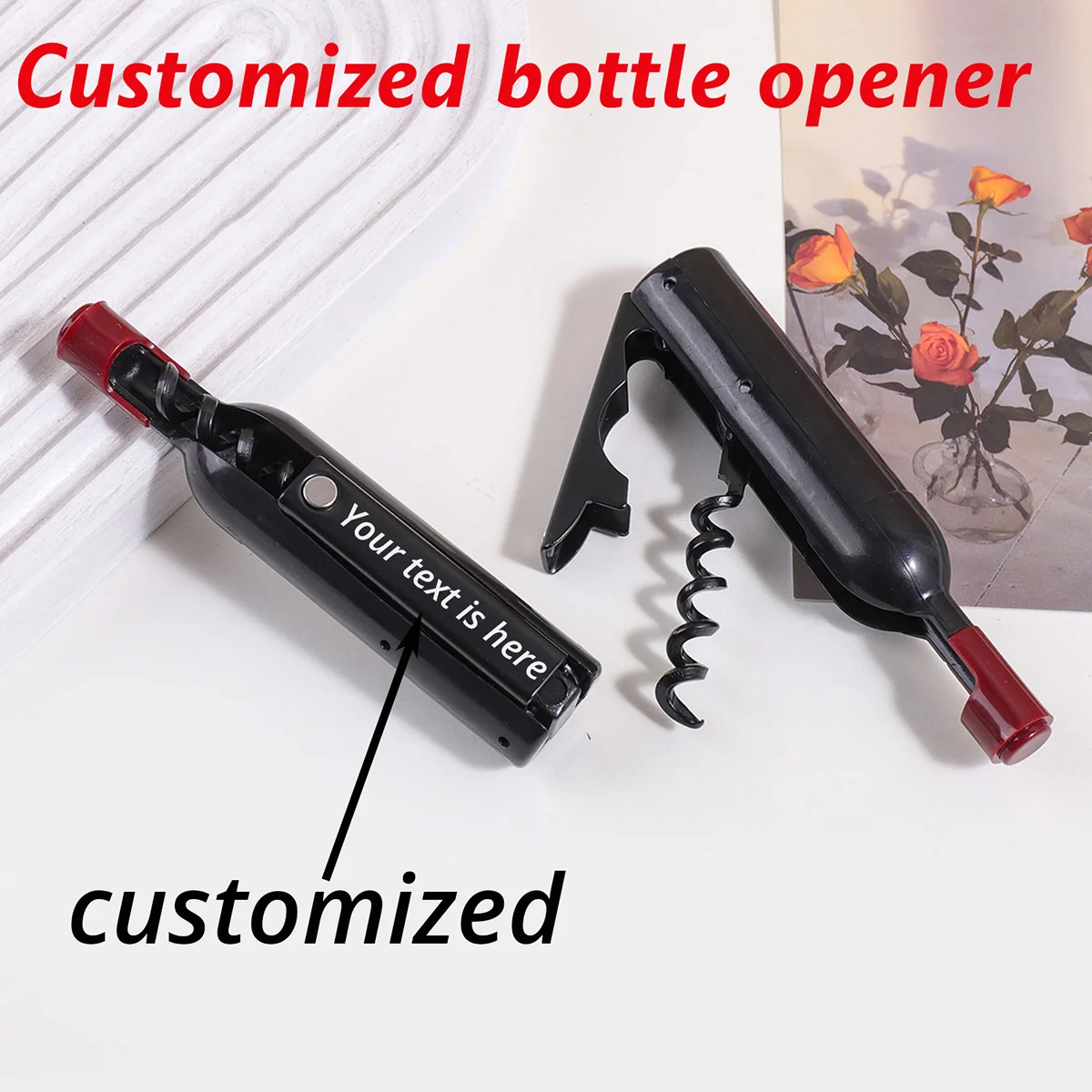 

Custom Text Wine Opener Personalized Name Wine Bottle Corkscrew Refrigerator Magnet Party Favors Customized Beer Bottle Opener