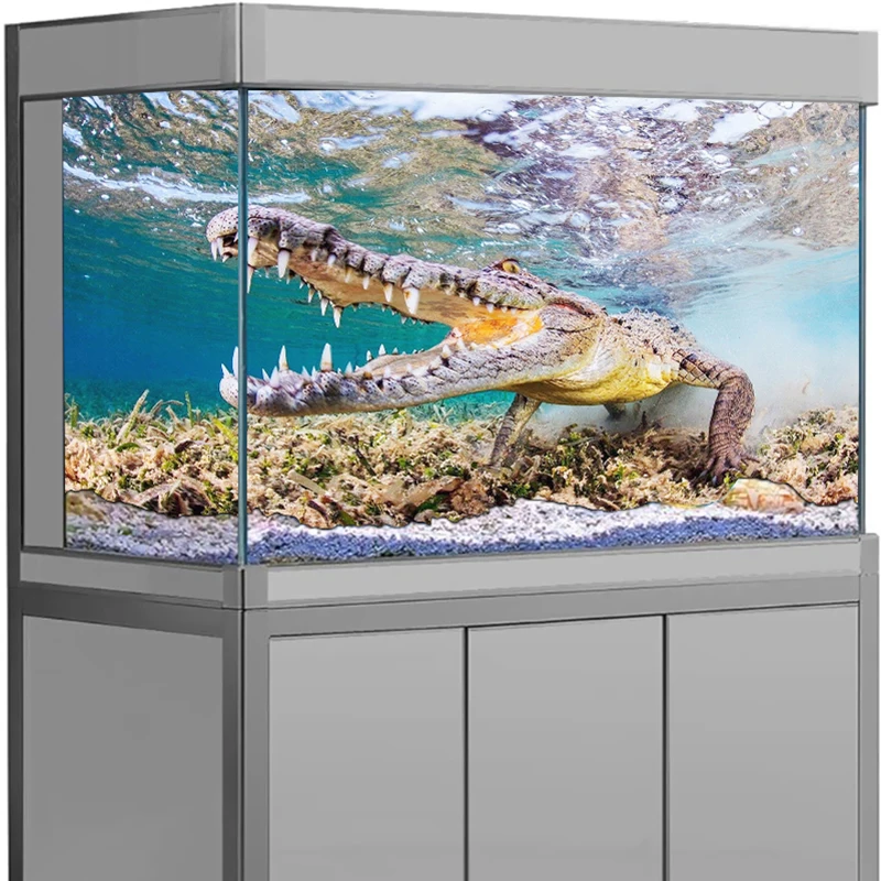 

Aquarium Background Sticker Turtle Seahorse and Crocodile Pattern Fish Tank Decoration Self Adhesive Wallpaper 3d Background