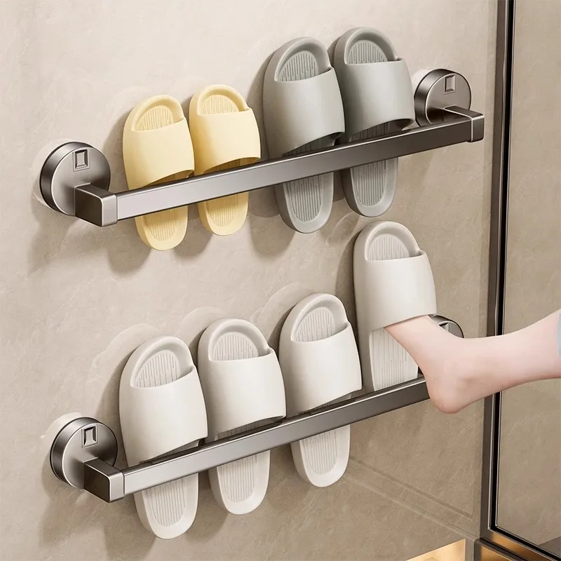 Bathroom slipper holder, suction cup installation, convenient installation, multi-functional towel bar