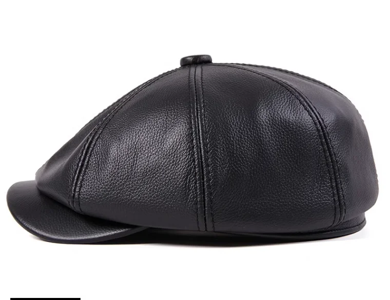 

Faionable Briti Sle Octagonal Hat Leather Beret Cap Autumn Winter Vintage Painter Cap ort Brim Casual Wearable Hat