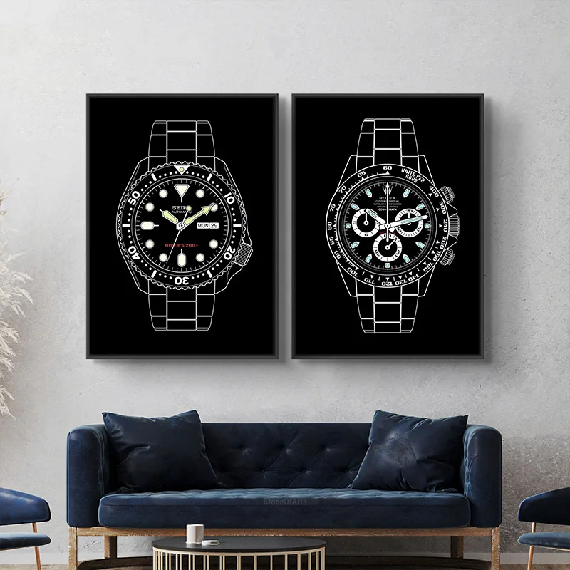 Watches Outlines Posters Modern Design Simple Art Prints Canvas Painting Home Wall Decoration Picture for Living Bedroom Office