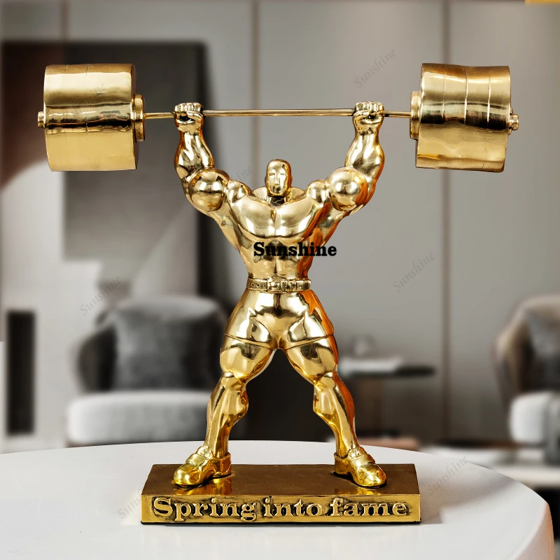 Weightlifting Strongman Sculpture Sports Figures Model Resin Crafts LivingRoom Office Desktop Decoration Modern HomeDecor Statue