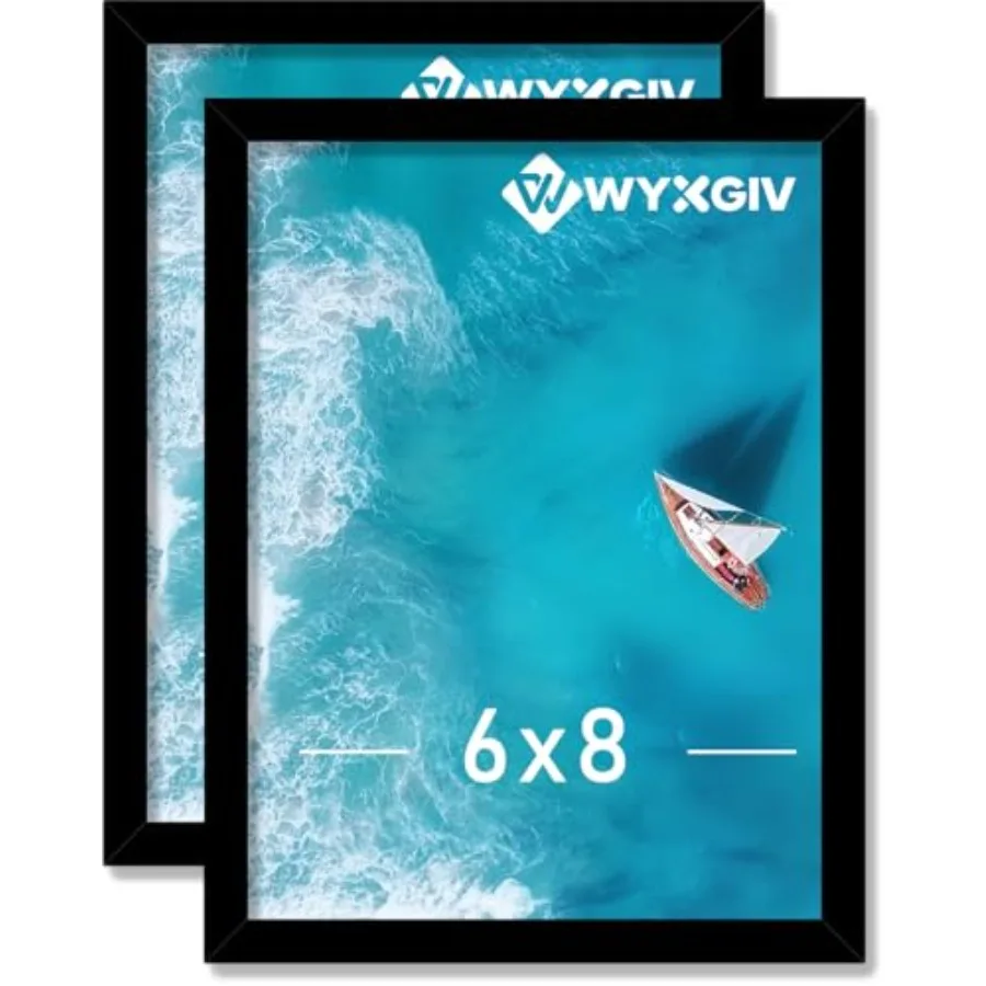 

Picture Frame Set of 2, Lightweight yet Durable Black Frame with High-clarity Plastic Display 6 x 8 Inch Photo Horizontally/Ver