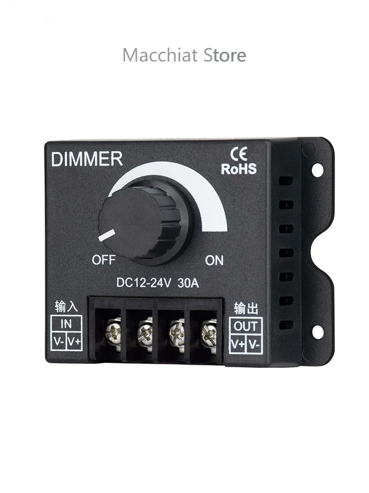 

Led Light Dimmer Brightness Adjustment Control Knob Easy To Adjust Voltage Endless Switch DC12V-24V 30A DC