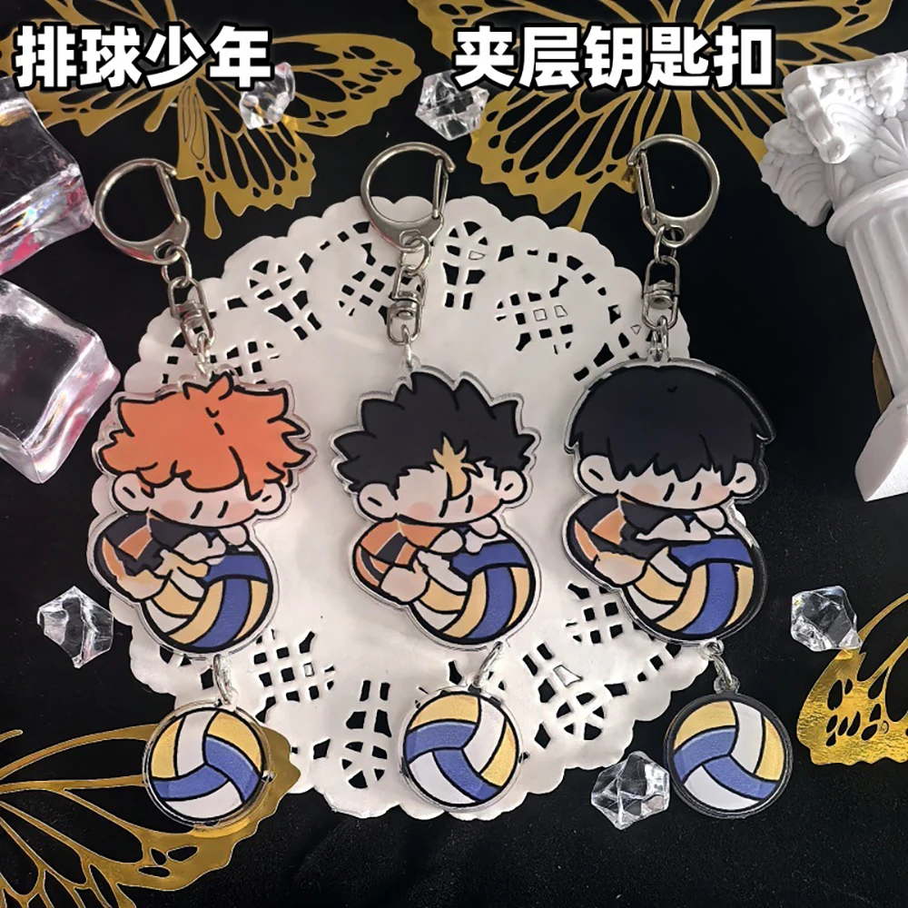 

Cartoon Anime Haikyuu!! Acrylic Keychain Cute Backpack Hanging Decoration Key Ring Volleyball Pendant Accessories Friends Gifts