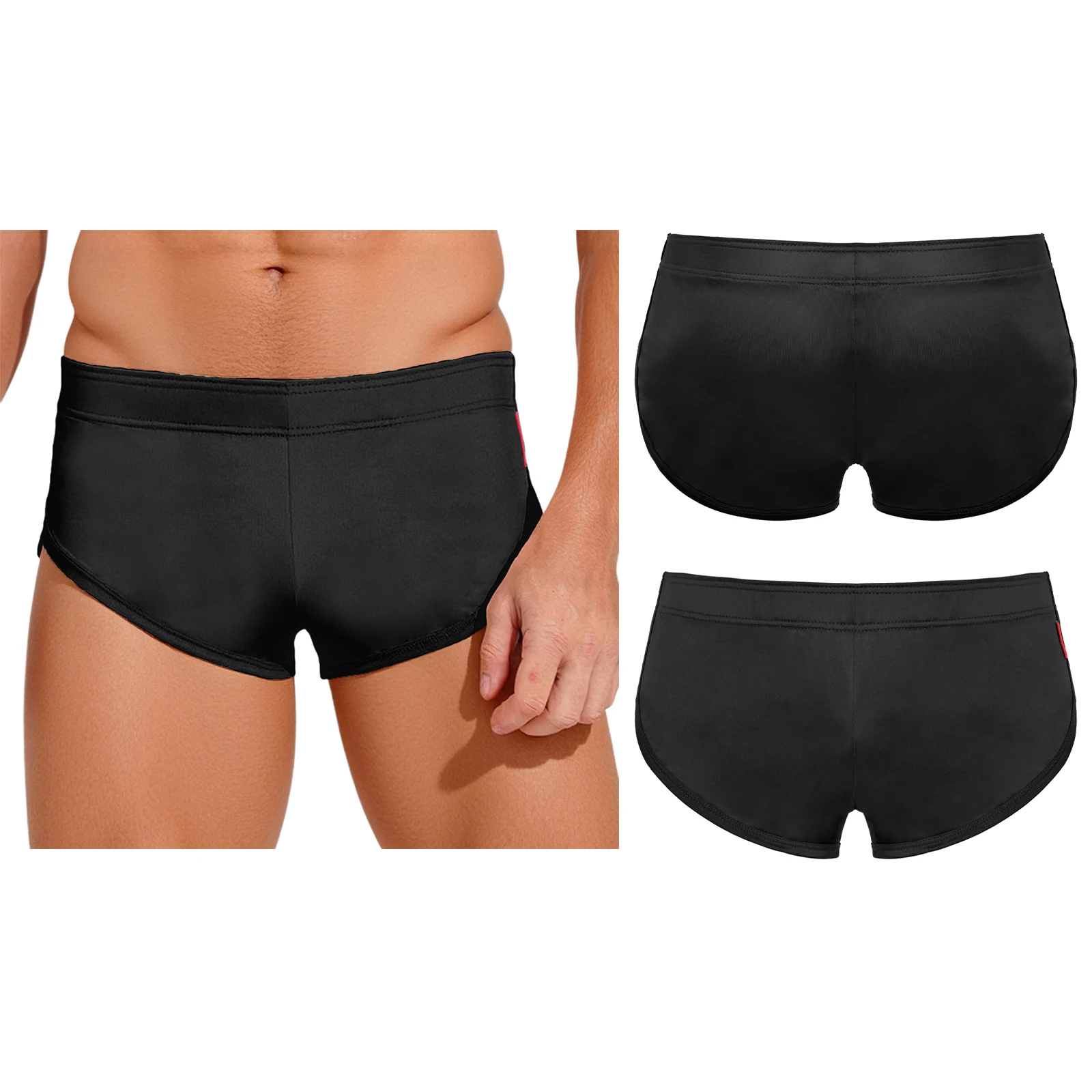 

Men Satiny Sports Workout Mini Shorts Elastic Waistband Smooth Quick-Drying Swim Trunks Swimwear Gym Bodybuilding Shorts