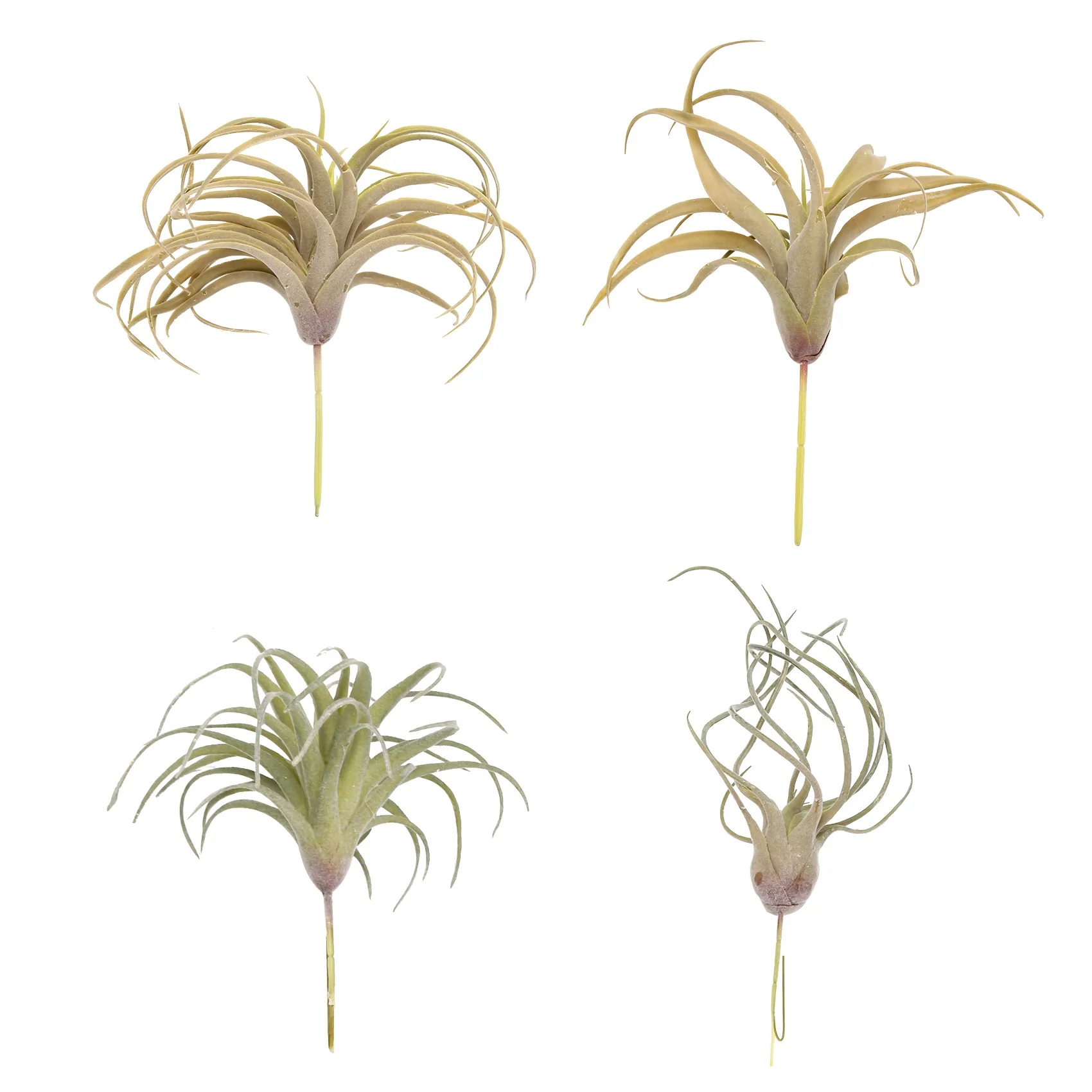 4Pack Artificial Pineapple Grass Air Plants Fake Flowers Faux Flocking Tillandsia Bromeliads Home Garden Decor