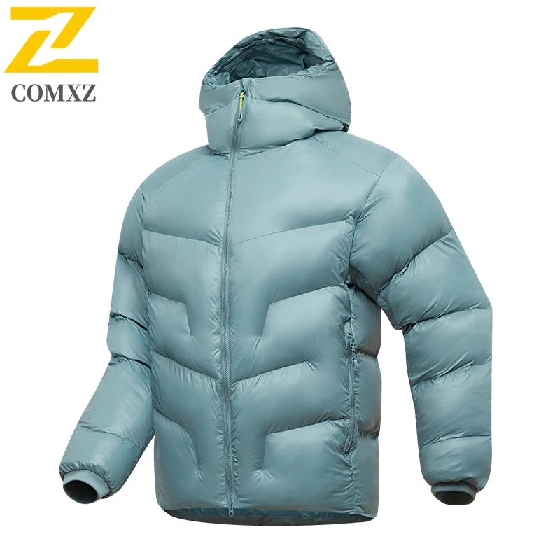 COMXZ Piumino invernale di lusso Uomo Donna Nuovo piumino caldo da sci con cappuccio Escursionismo sulla neve all'aperto Piumino d'anatra bianco antivento