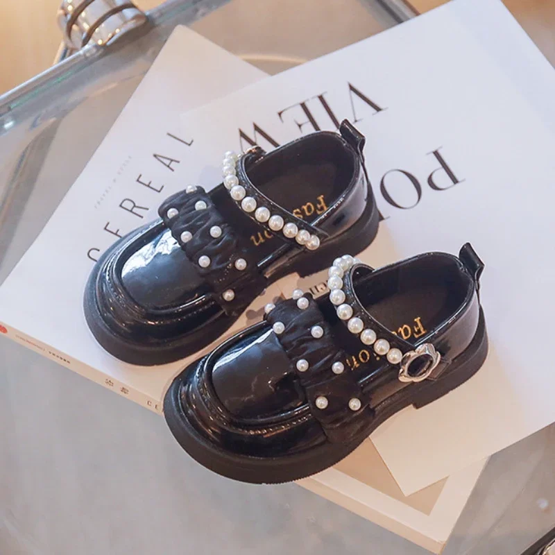 

Girl Leather Shoes Mary Jane Sweet Children Princess Shoes Kids Black White Versatile School Shoes Fashion Spring Autumn Causal