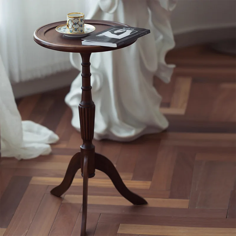

French medieval small side table smal coffeetable smallapartment American smallround tablesolid wood bedside cornertable