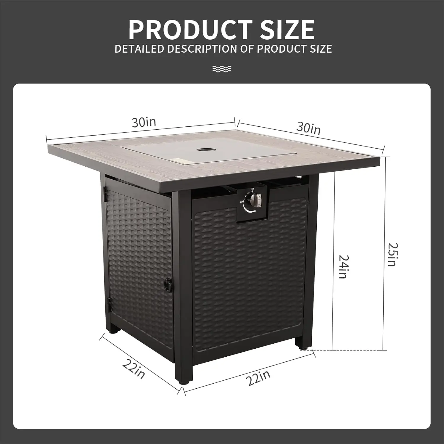 Outdoor Propane Fire Pit, 30 Inch Patio Firepit Table with Fire Glass for Outside Parties and Gatherings on Garden Backyard Porc