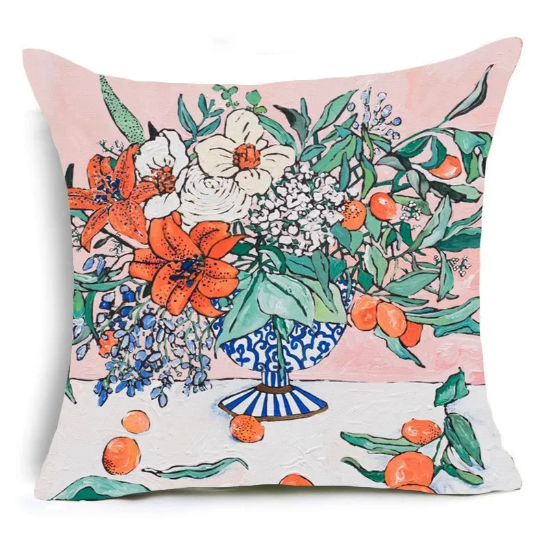 Nordic Oil Painting Decorative Pillow Cover 40*40 Home Decoration Living Room Sofa Cushion 60*60 Office Car