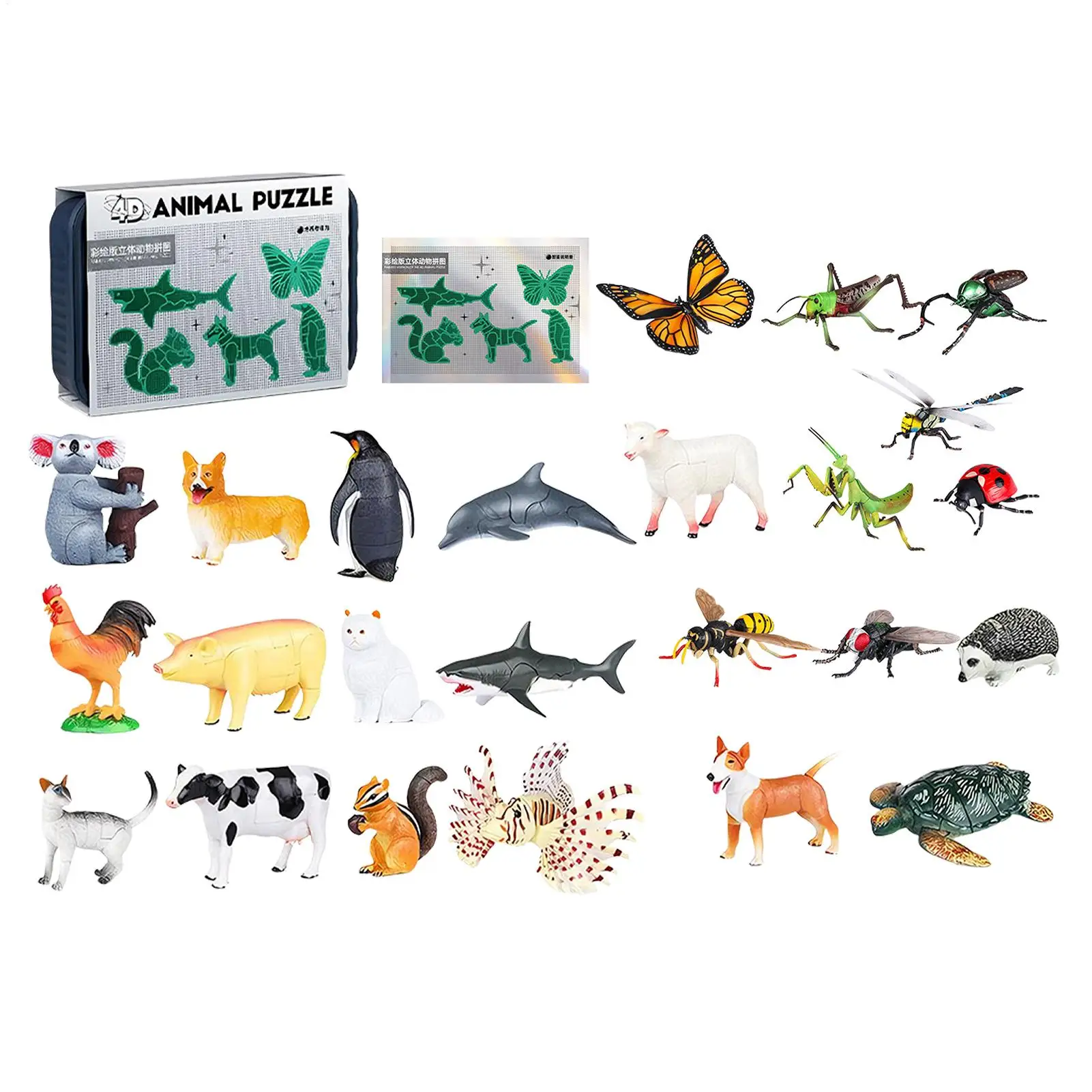 3D Animal Puzzle DIY Assembly Toys Educational Model Kits Creative Birthday Gifts for Kids Children Boys Girls Learning Toys