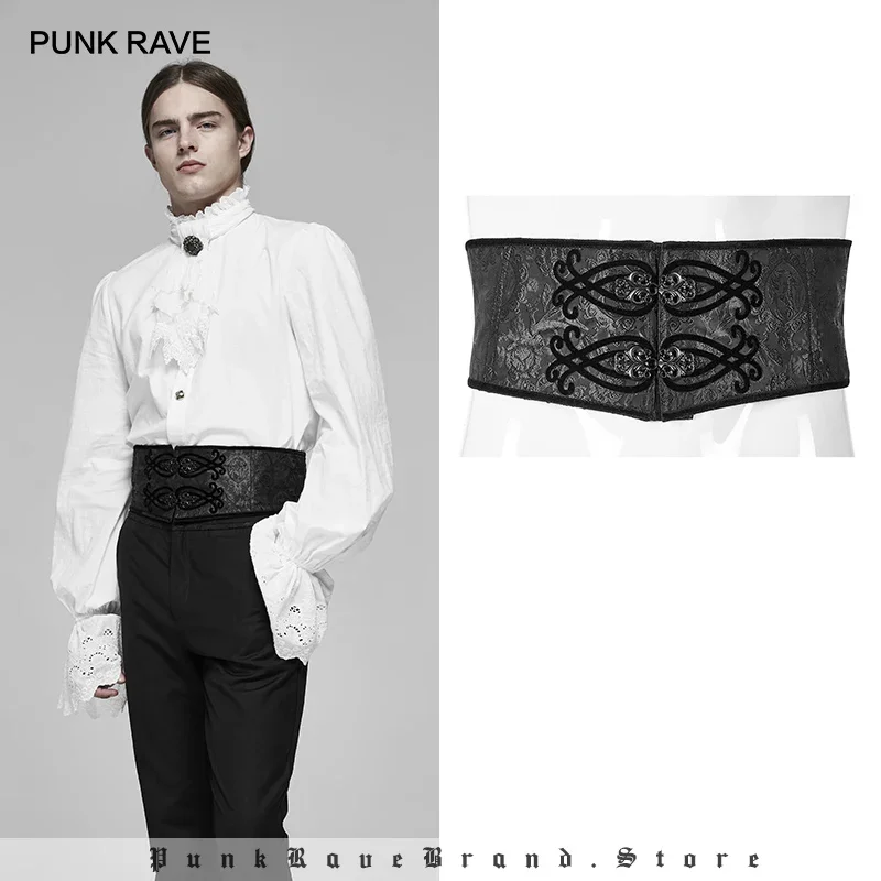 PUNK RAVE Men\'s Gothic Palace Gorgeous Girdle Jacquard Waist Seal Stage Perform Party Men Clothes Accessories Designer Belt