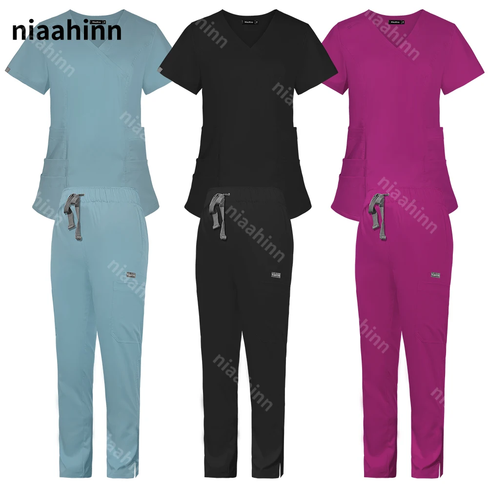 Short Sleeved Spa Uniforms Hospital Nurse Accessories Operating Room Medical Doctor Uniforms Pet Grooming Veterinary Scrubs Suit