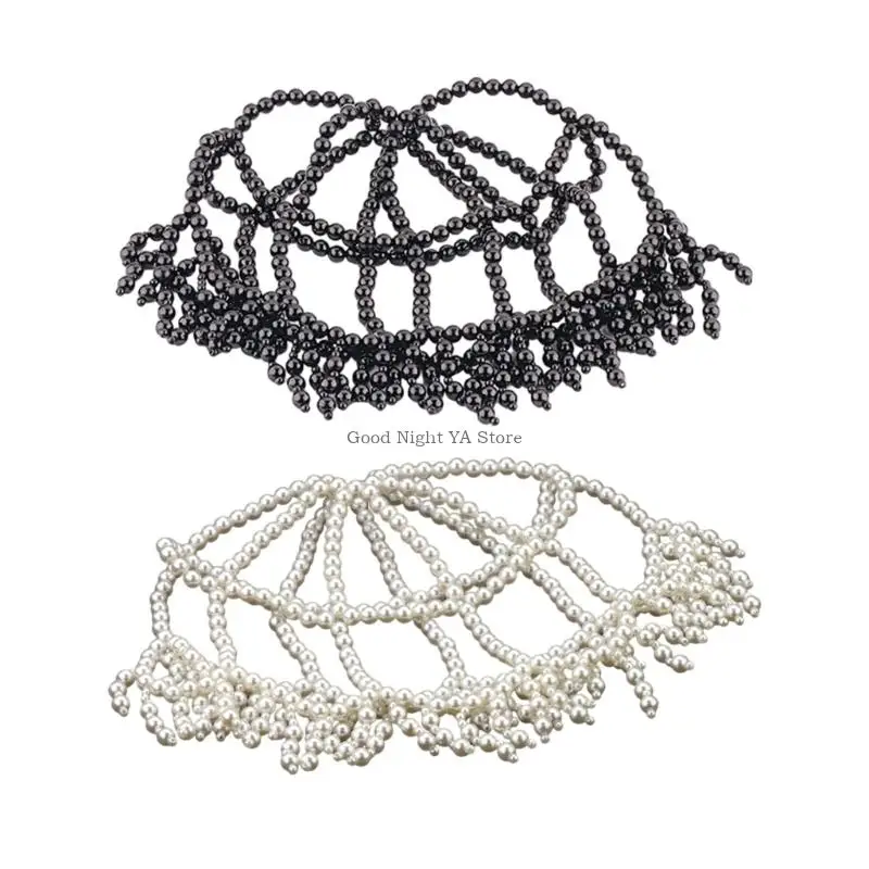 

Elegant Pearls Beaded Hat Wedding Headwear Handmade Pearla Embroidered Hat