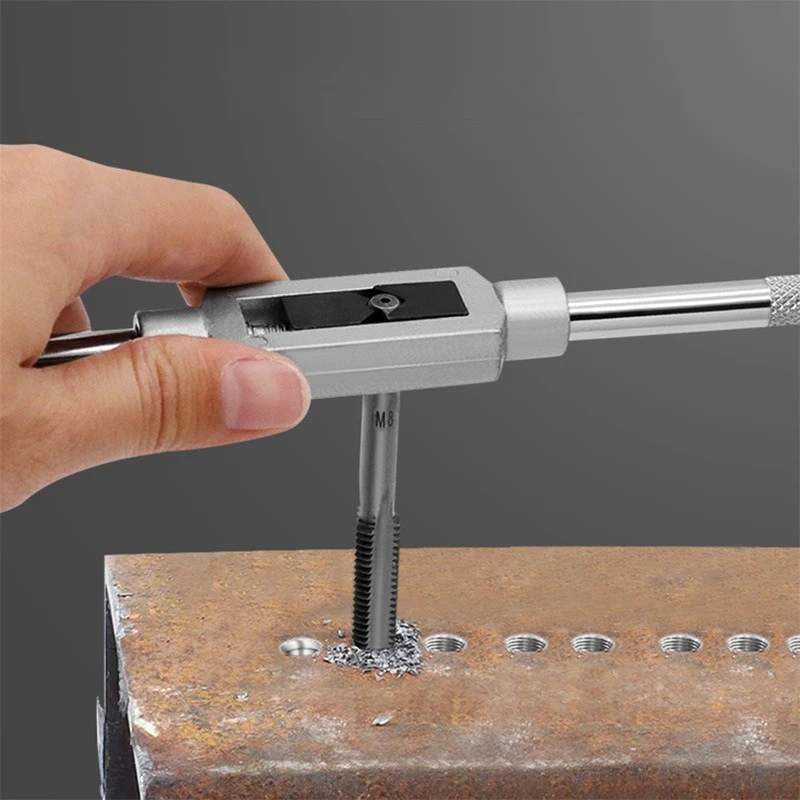 Adjustable Tap Wrench M3-M12 High Speed Steel T-Handle External Thread Wrenches for Car Repair Machine Screw Tapping Wrench Tool