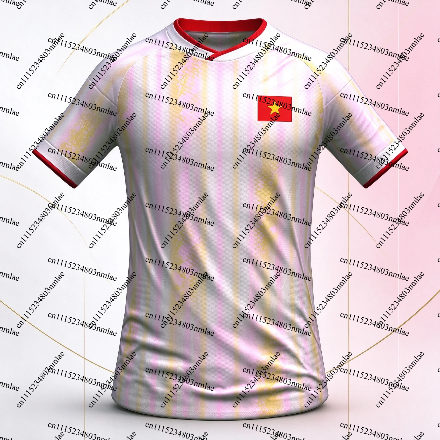 2027 Vietnam Away Soccer Jersey Men Short Sleeve White Pink Yellow Floral Stripe Football Shirt Sports Uniform