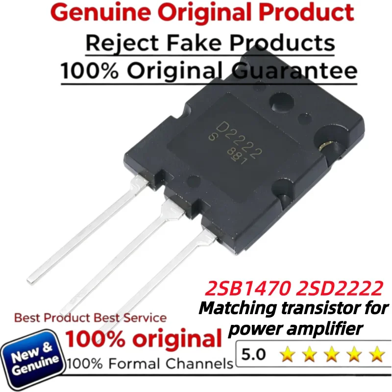 5pcs New Original 2SB1470 2SD2222 B1470 D2222 2SB1470+2SD2222 Matching transistor for power amplifier TO-264 160V 8A