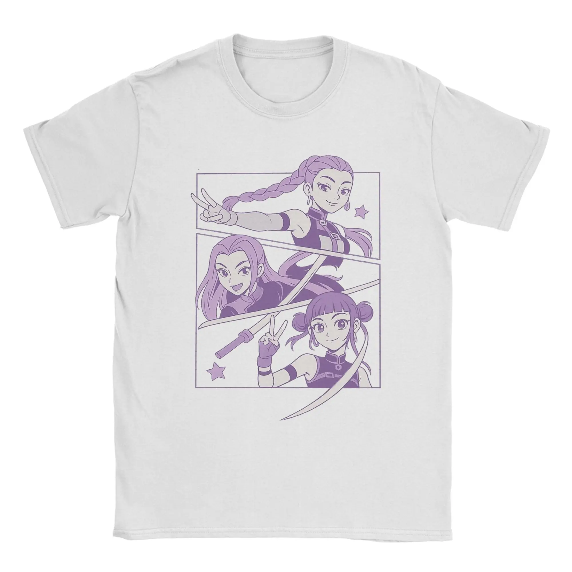 

Men's Kpop Demon Hunters Huntrix Mira Rumi and Zoey T Shirts Pure Cotton Clothes Vintage Short Sleeve Round Neck Tee Shirt