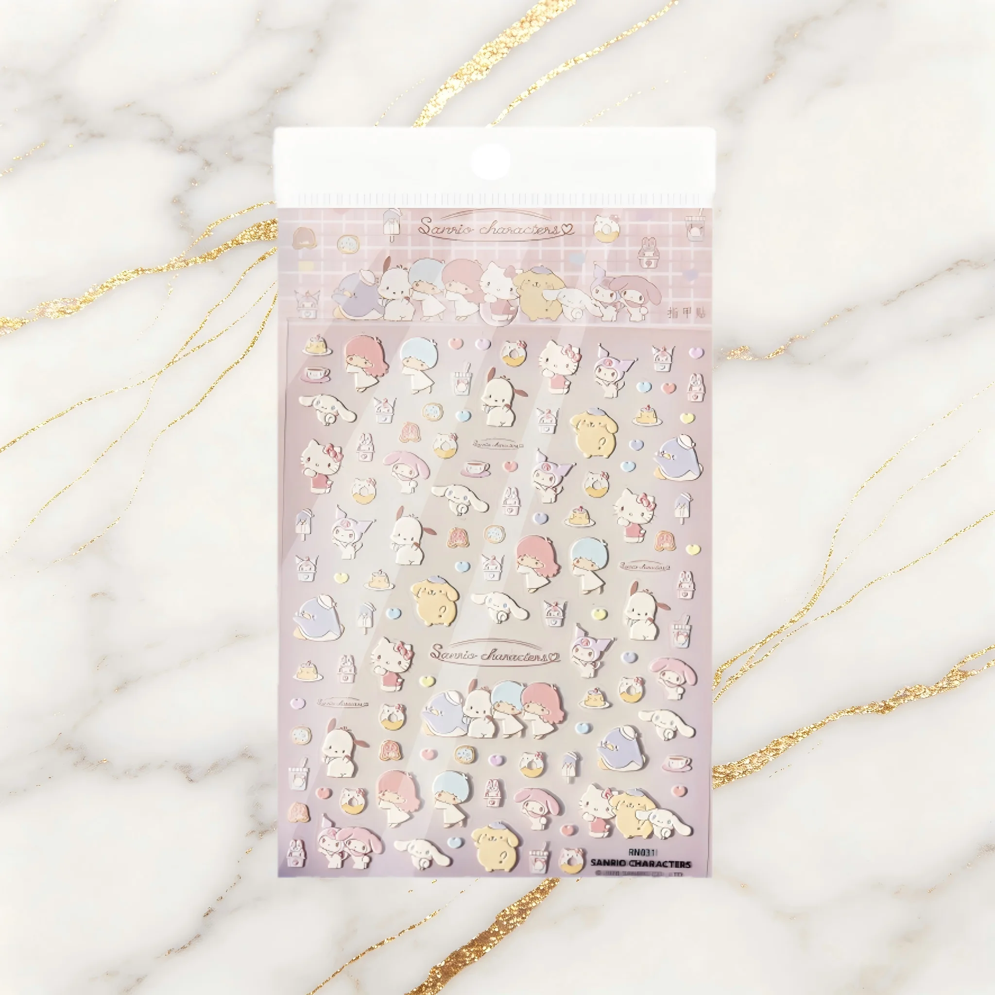 1PCS 5D Sanrio Kawaii Nail Stickers Nail Art Accessorie Adorable Character Yuanqi Girly Design Themed Elements Stickers