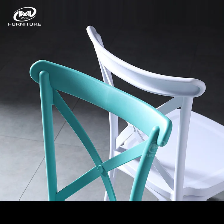 Restaurant bar back plastic lounge chair, stackable outdoor simple fork back chair