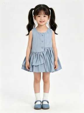 Summer Girls Cotton Linen Sleeveless Vest Dress 2026 Natural Cotton Linen Fabric Cool and Breathable Special and Stylish Look