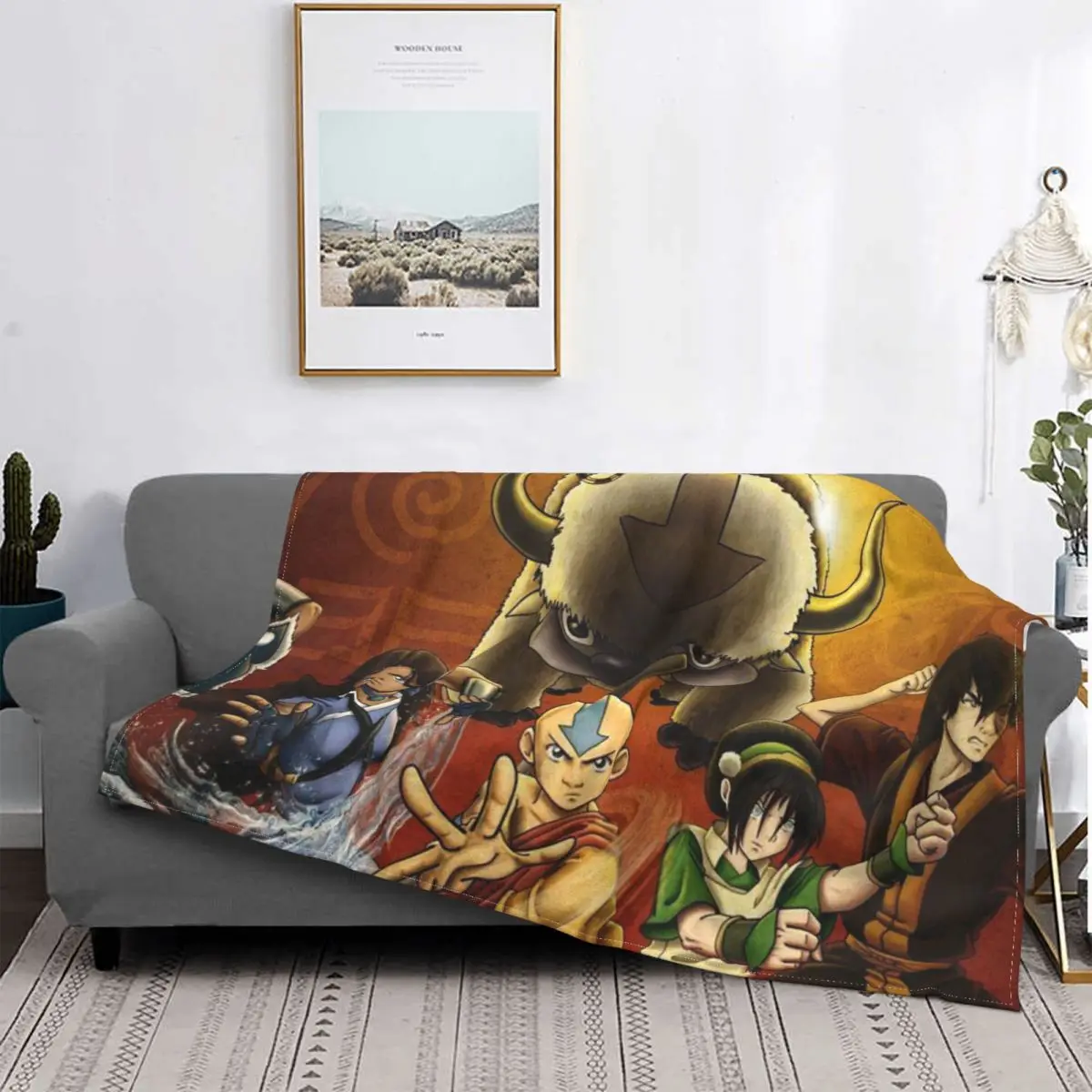 Avatar Appa Zuko Momo Last Airbender Knitted Blankets Fleece Throw Blankets Summer Air Conditioning Portable Warm Bedspread