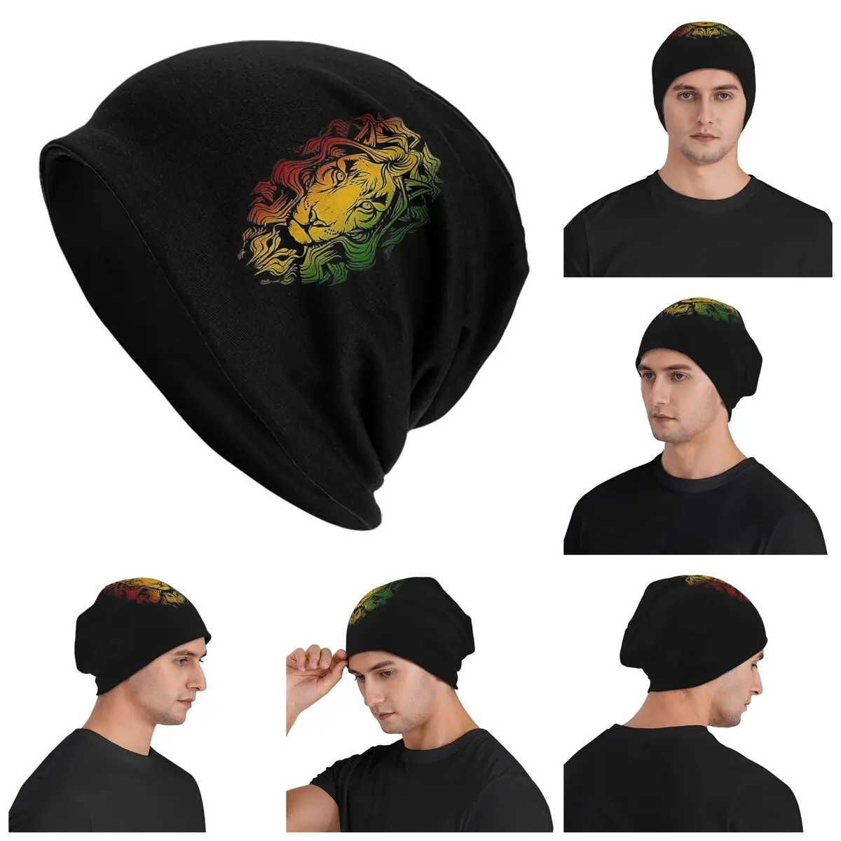 

Теплая вязаная шапка в полоску Rasta Lion, шляпа в стиле хип-хоп, осенне-зимняя уличная шапка, шапки для мужчин, женщин и взрослых