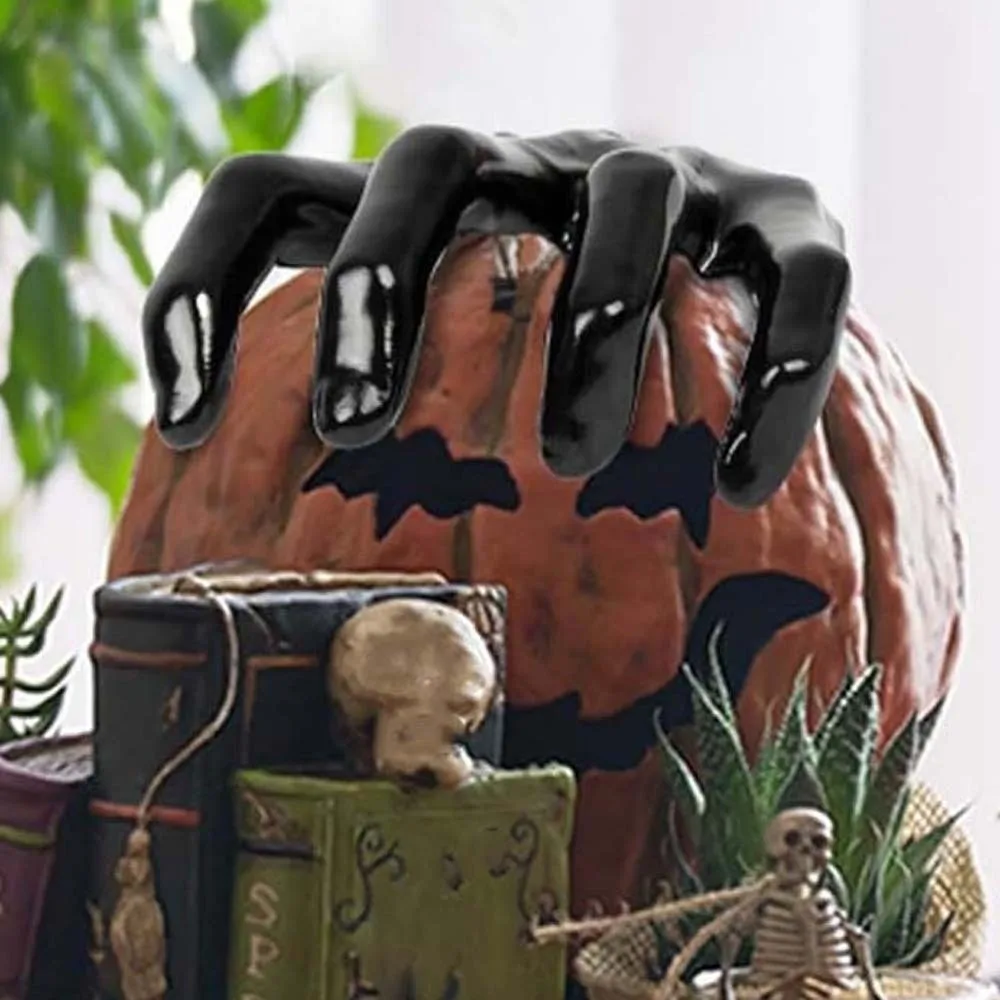 Witch Arm PVC Demon Hand Wall Mounted Creepy Design Black Ghost Palm Matte Finish Solid Body Ghost