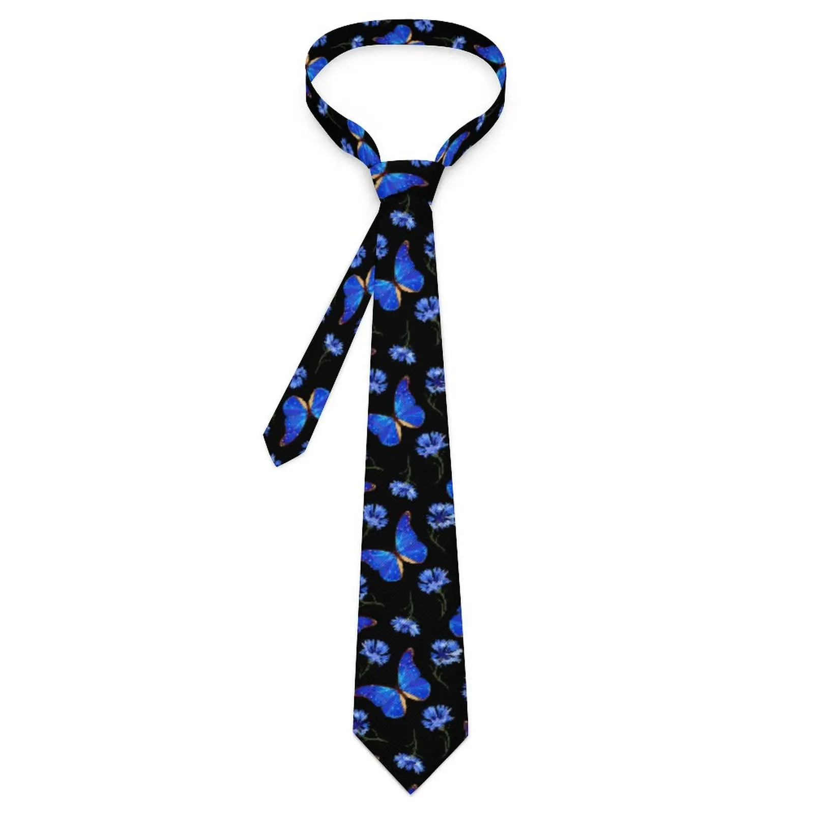 

Mens Tie Blue Floral Butterfly Graphic Neck Ties Butterflies Patchwork Novelty Casual Collar Tie Daily Wear Necktie Accessories