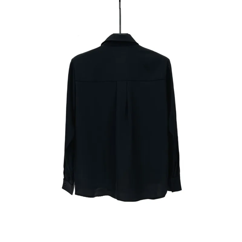 WVGA Spring Autumn New Man Tie Trendy Long Sleeve Shirt Niche Chic Casual Draped Shoulder Padded Turn-Down Collar Top Ins W14018