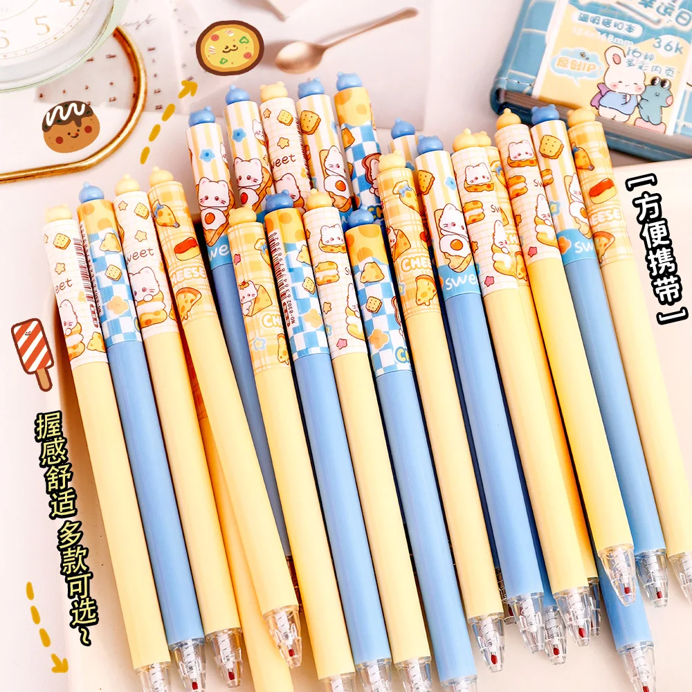 10Pcs/Lot Cartoon Cat Neutral Pens Cute Rotation Signature Pen Quick Drying Black Writing Ink Gel Pen Student School Supplies
