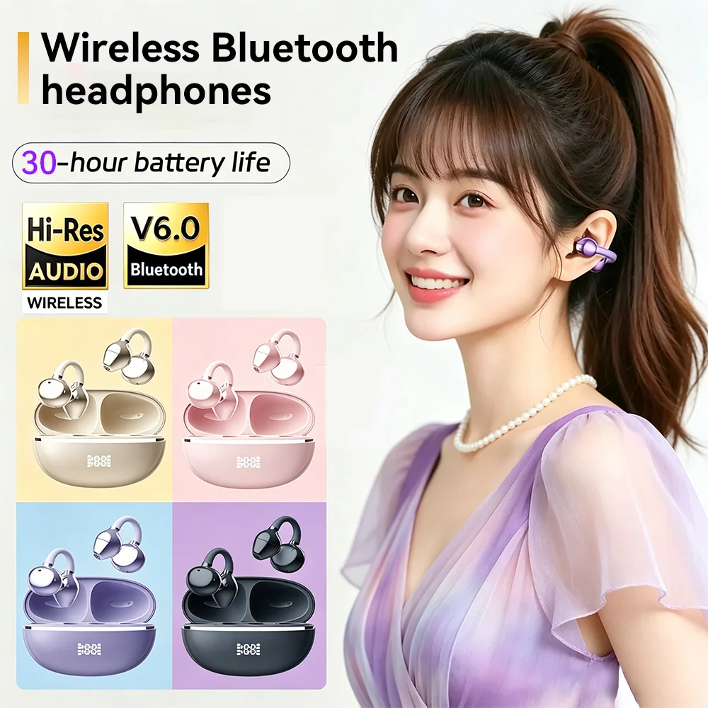 Women’s Bluetooth Earphones – superb Sound Quality, Ear-Clip Design, Ideal for Dates and as Birthday Presents, Sweat-Resistant