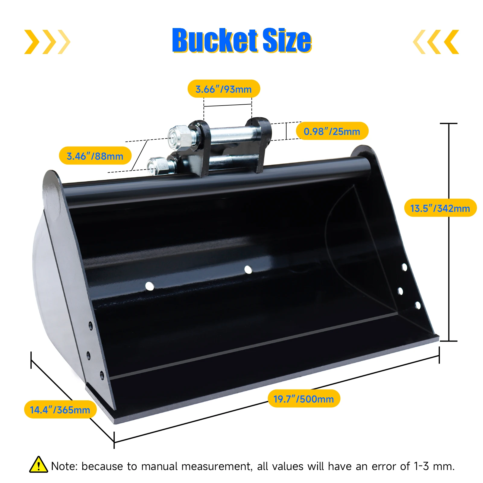 USA Stock 500mm Flat Plain Bucket Attachment No Tooth Bucket w magazynie dla 1-tonowa minikoparki Small Digger
