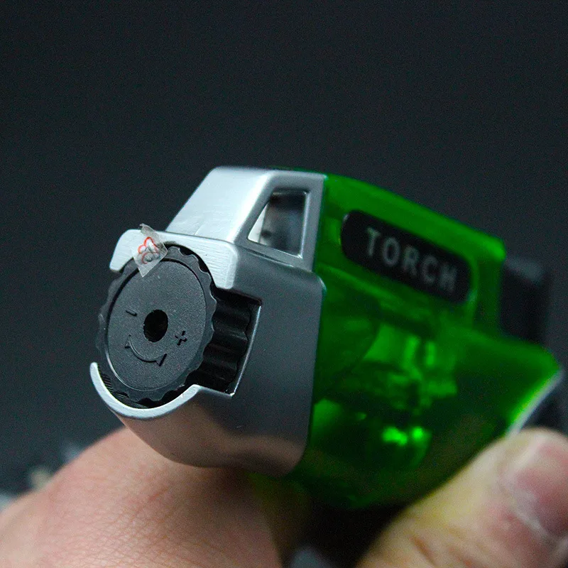 Wholesale adjustable premium butane lighter with plastic elbow straight inflation and windproof classic lighter